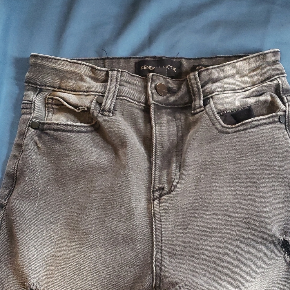 Kendall + Kylie Gray Distressed Jeans